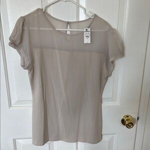 Express Fitted Tan Cream Blouse